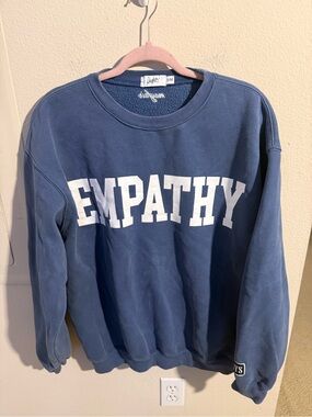 Mayfair Group Empathy Blue Oversized Fleece Crewneck Sweatshirt Size S/M